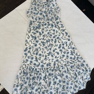 J. Crew Blue Floral Ruffle Dress